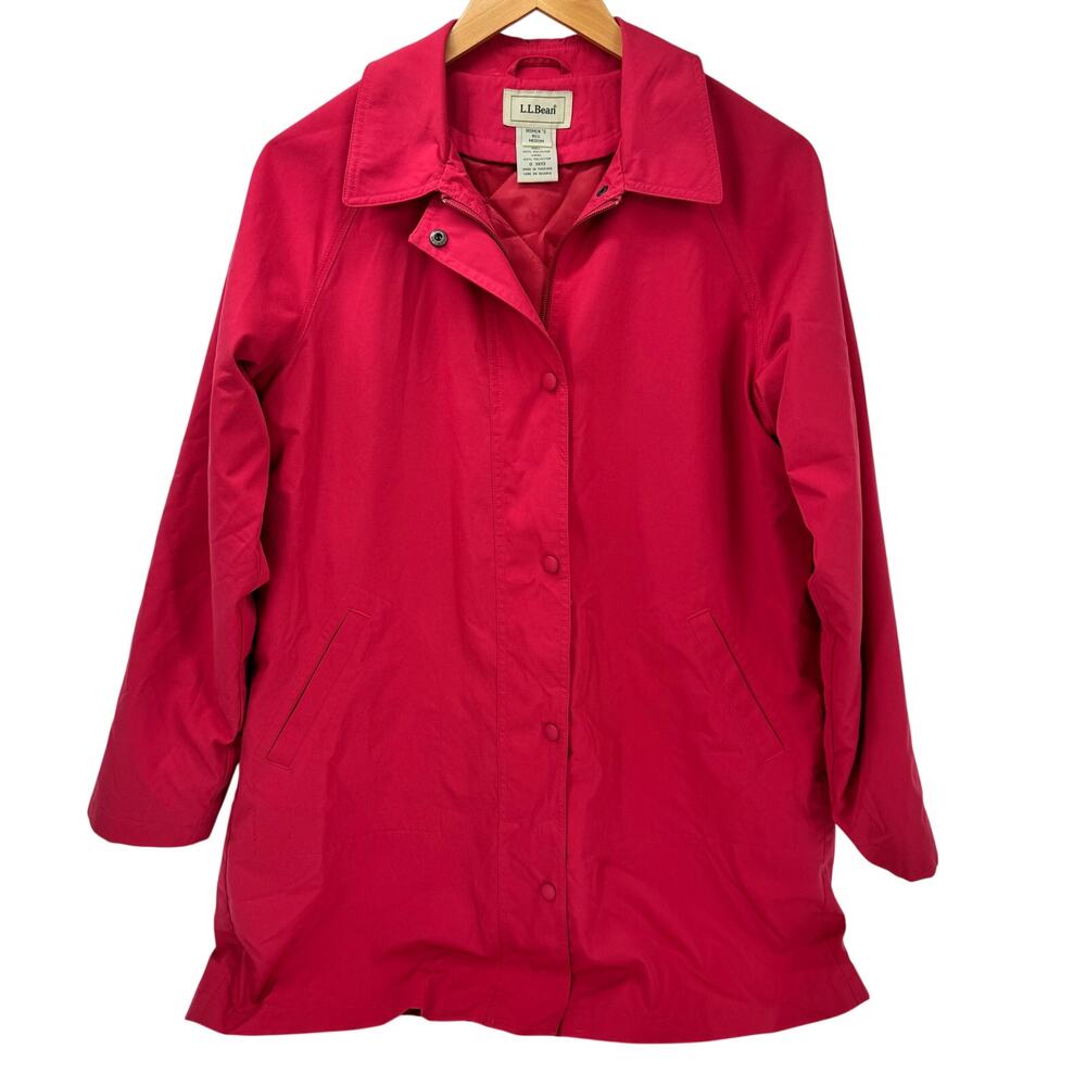 LL Bean Coat Womens Medium Trench Pink Vintage Wool Blend